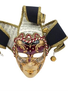 Vintage Venezia Italy Handpainted Jester Mask Masquerade Wall Mount